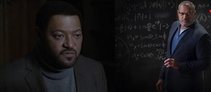 A picture of Langston Fishburne (left) and his father Laurence Fishburne (right) playing Bill Foster of two different ages in Ant-Man and the Wasp.